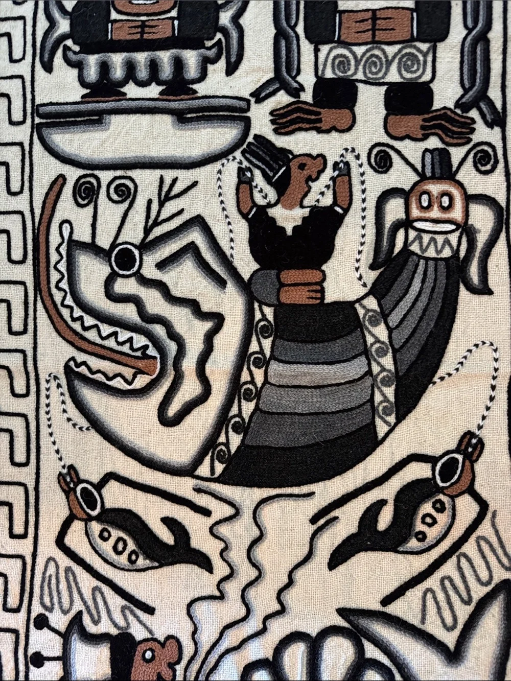 Embroidered Aztec Mayan Inca Hand Woven Tapestry